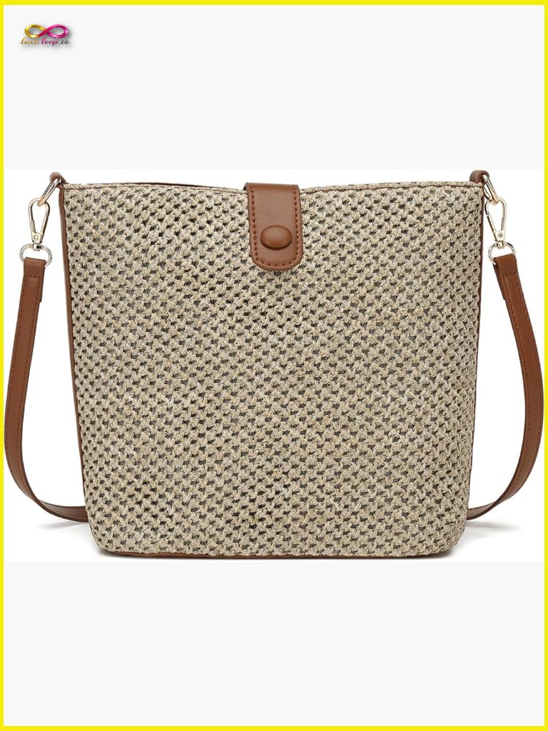 Straw Crossbody Bag Woven Beach Purse Shoulder Bag Bucket Bag Summer Vacation